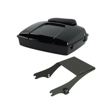 Vivid Black Razor Trunk Pad 2 Up Mount Rack Fit For Harley Touring Models 97-08