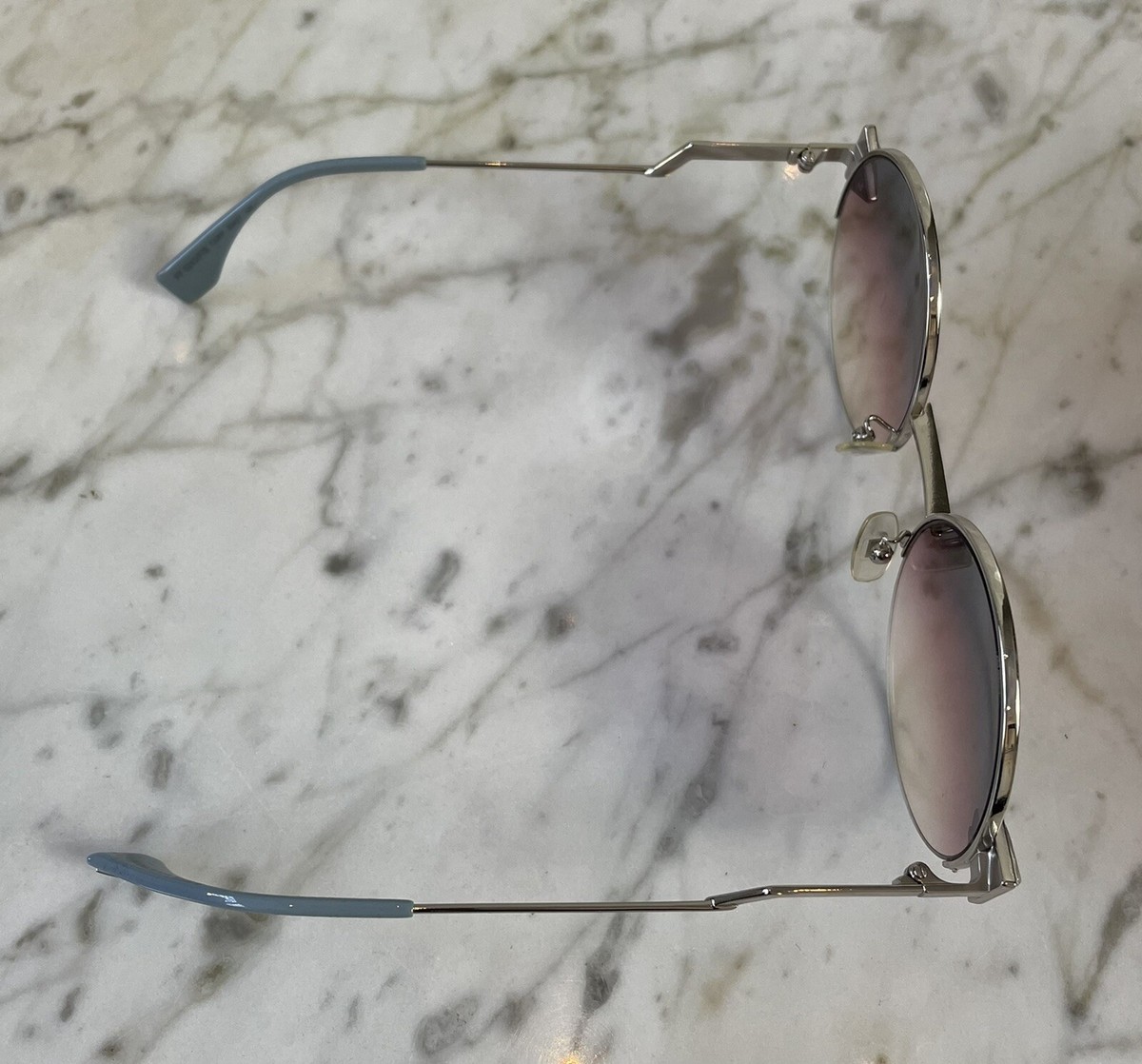Authentic Fendi Silver Round Blue Gradient Sunglasses FF  display picture 1