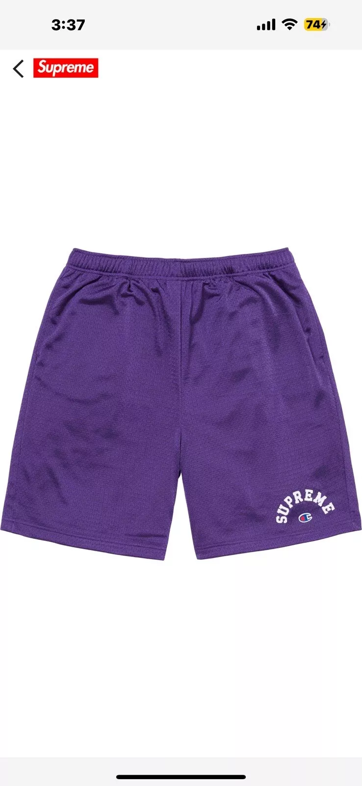 Short en maille SS24 Supreme x Champion ancien inédit taille XL noir NEUF