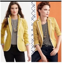 Banana Republic Tipped Blazer Perfect Gold Cotton Blend Yellow size 4p