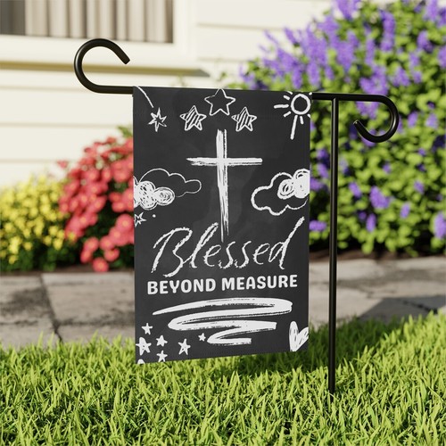 Blessed Beyond Measure Christian Garden Flag Hand Drawn Doodle Bible Quote - Picture 8 of 13