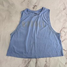 Nobull Tank Top Womens Small Light Blue Muscle Boxy Crop Crew Neck Cropped