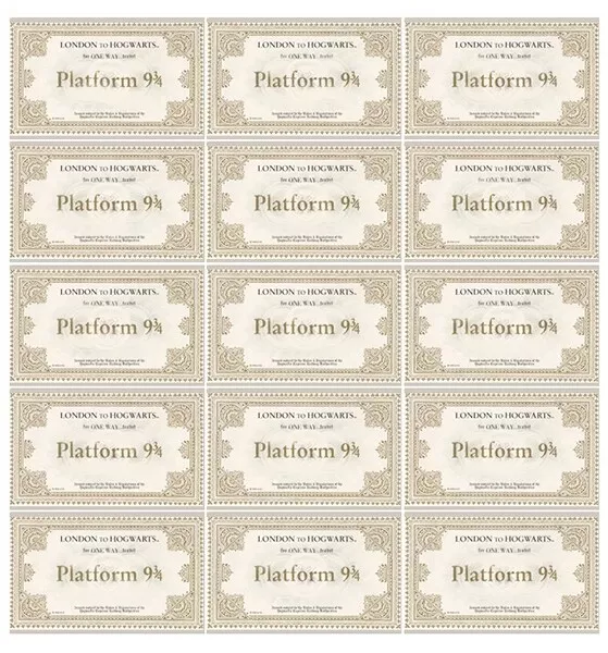 Hogwarts train ticket printable sale