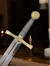 Handmade D2 Steel Excalibur Sword  King Arthur Replica with Leather Sheath Gift