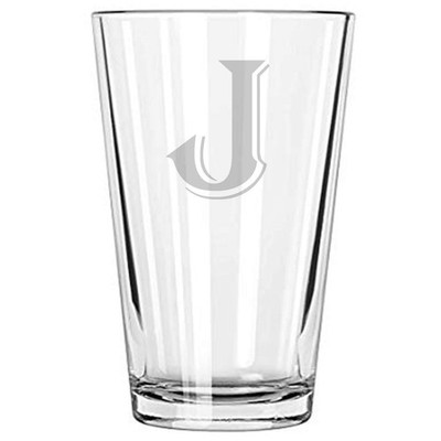 Beer glass 16 oz pint Monogram (J)
