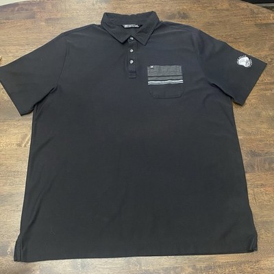 Travis Mathew Pebble Beach Golf Pima Shirt Cotton Black Short Sleeve Polo Men XL