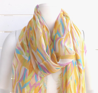 Made in ITALY   Hochwertiges Sommertuch Schal leicht Tuch 100 % Bambus gelb bunt