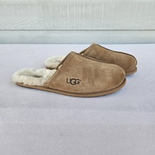UGG Scuff Men House Slippers SZ 11 Chestnut Brown Suede Shearling Lined Slip-On
