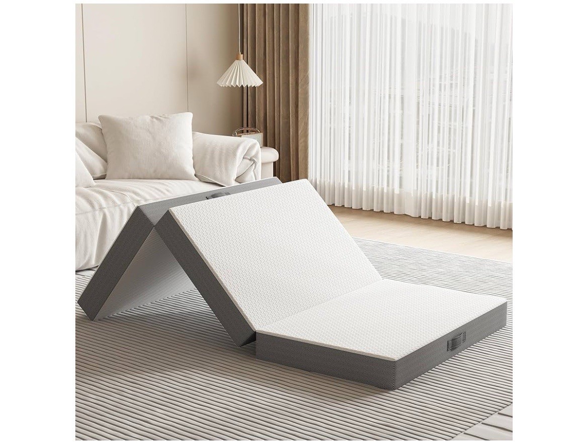 Colchón Plegable Individual, Colchón de Invitados Triple, Cubierta Lavable, 90x190x15 CM