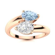 925 Silver Natural Aquamarine Engagement Band Wedding Mother Ring Jewelry