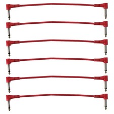 Perfektion 1/4" to 1/4" TS Right-Angle 1' ft Patch Cables, Red, 6-Pack