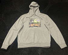 The North Face Men's Gray Fleece Pullover Hooded Hoodie Graphic Logo Pockets M