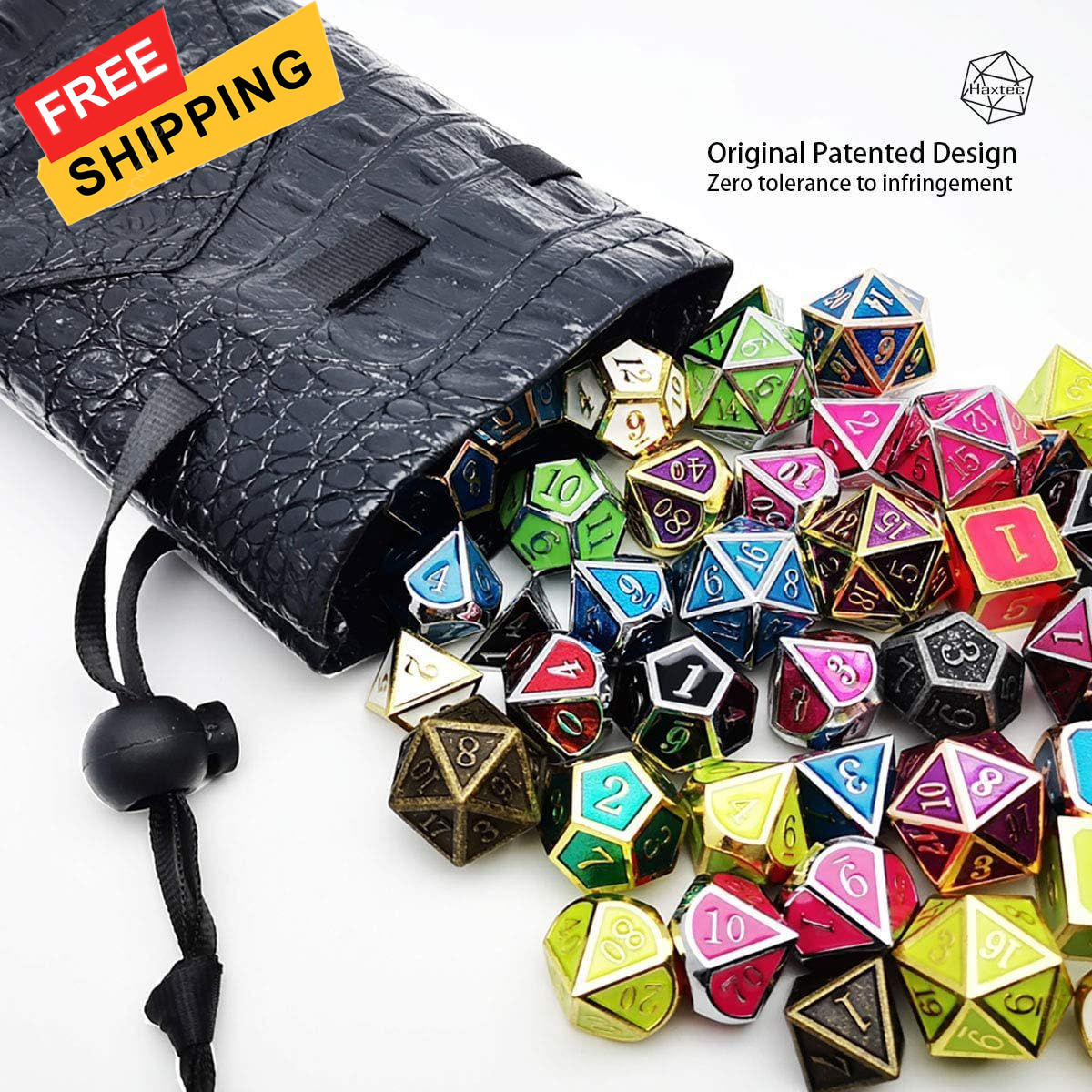 Haxtec Dragon Eye Dice Bag Drawstring Leather DND Small, Blue Green 