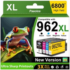 Paeolos 962XL Ink Cartridges Combo Pack New for HP Officejet Pro 9010 4 Pack