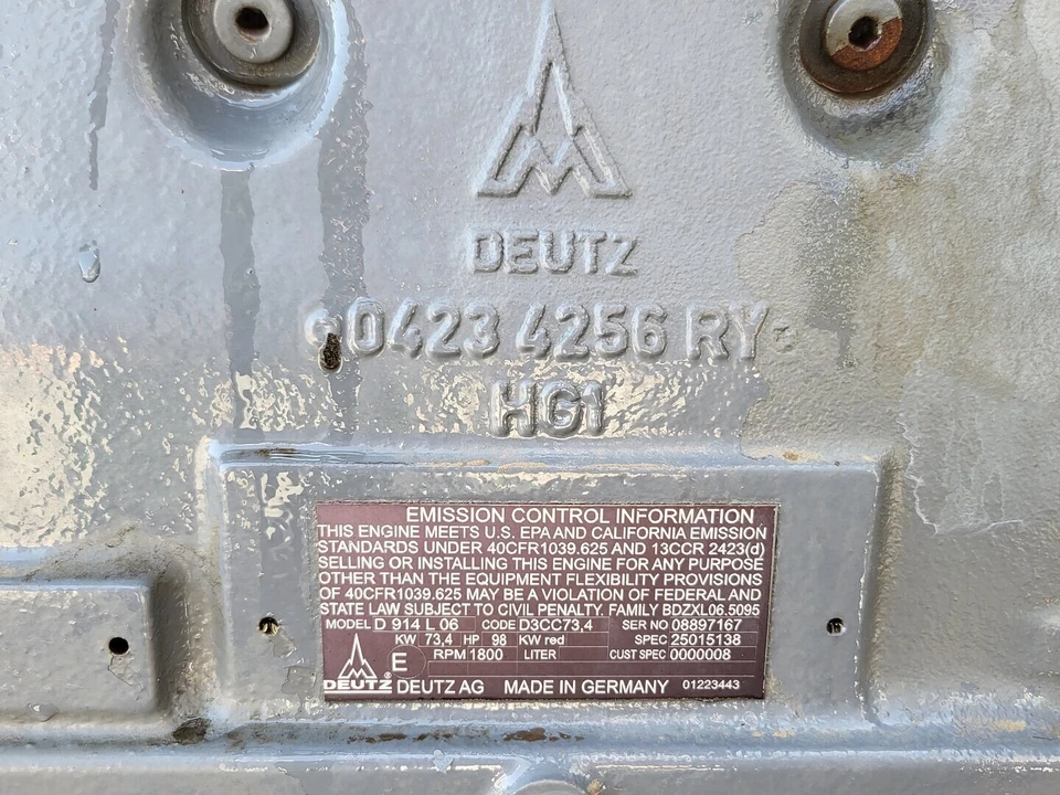 DEUTZ D914L06 Genset 72,5 kVA, 120/208V, Diesel - Generadores Foto 2 de 4