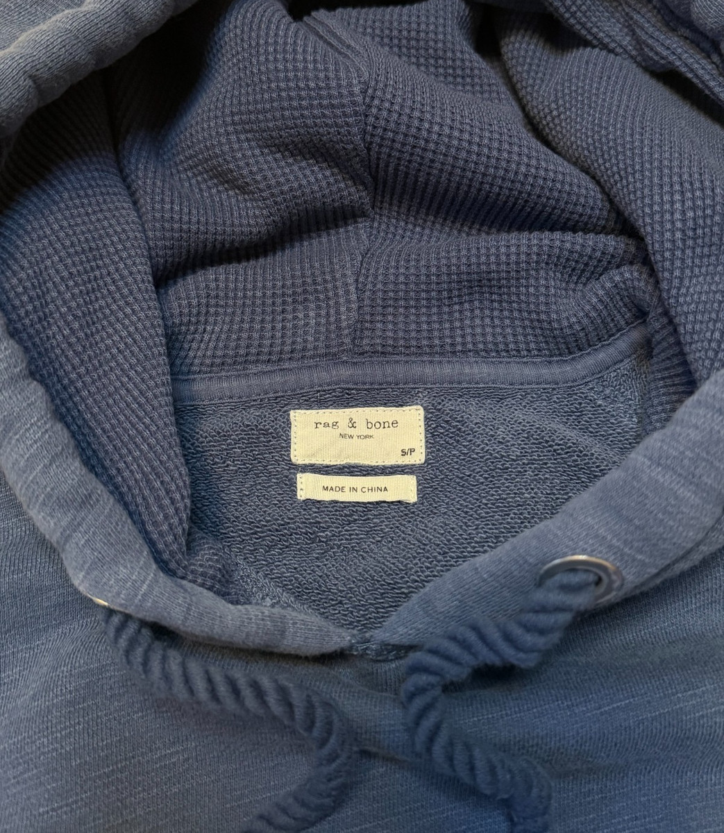 Rag & Bone Women’s Racer Lips Garment Dyed Pullover Hoodie Small Navy Cotton View 5