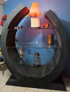 1980s Postmodern circular etagere (shelving unit)Monumental Postmodern Sculpt...