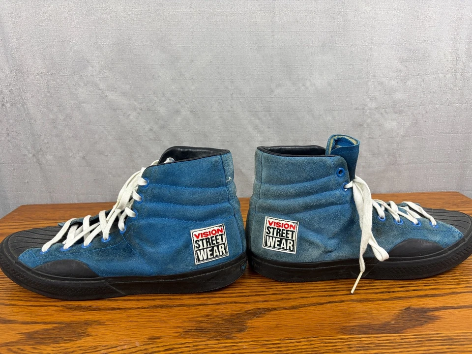 Vintage Vision Street Wear Men's Suede Hi Top Retro BLUE Skate Shoe Size US 9 - Image 3 of 4