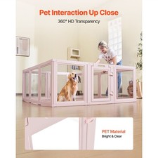 Dog Whelping Box, 60x59x23 in Transparent Plastic Dog Whelping Pen for X-Large S