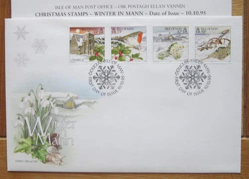 1995 Isle of Man Christmas 95 First Day Cover Last One With Bonus Cards