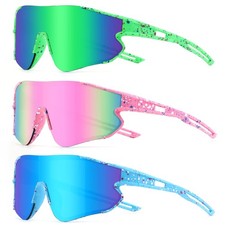 3 pack Sunglasses Youth Baseball Sunglasses for Boys Girls Softball Beach Run...