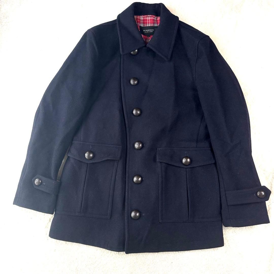BURBERRY BLACK LABEL Peacoat Size L Navy Check From Japan thumbnail 4