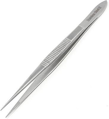 4.5  Stainless Steel Precision Forceps with Fine Straight Serrated Tips for Lab