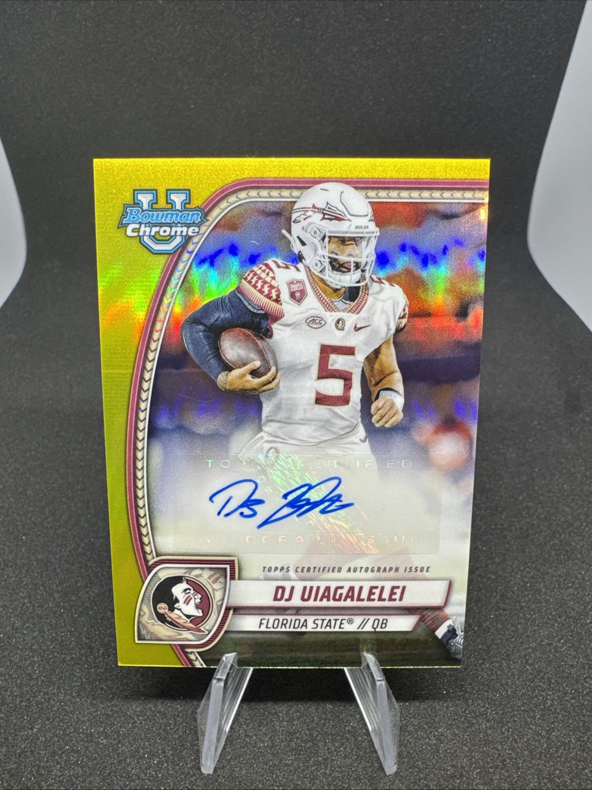2024 Bowman University Chrome -Chrome Prospect Auto D.J. Uiagalelei Yellow /75