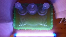 urainum glass tray with dessing table set by Skl�rna Nem?ov� Czechoslovakia