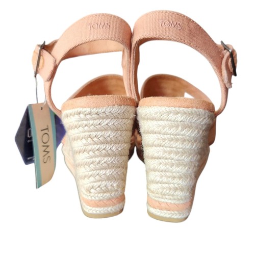 TOMS Madelyn Espadrille Wedge Sandal Sandy Beige Women's 9.5 Beach Tropical - Picture 4 of 14