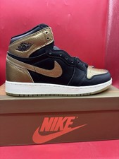 Size 7 GS - Jordan 1 Retro OG High Black Metallic Gold