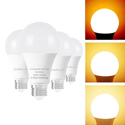 3 Way Light Bulbs 4 Pack, 3 Way LED Light Bulbs 30 7000W 1 Warm White(3000k)