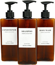 La via Casa Shampoo and Conditioner Dispenser  3 Plastic Amber  Shampoo Dispen