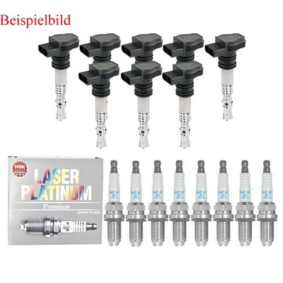 8x HITACHI Zündspule +8x NGK Zündkerze Laser Platinum für Porsche Cayenne 955 S