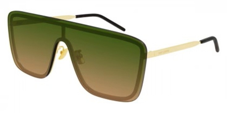Occhiali da sole autentici SAINT LAURENT SL 364 MASK 007 99 oro verde Nuovi con etichette!