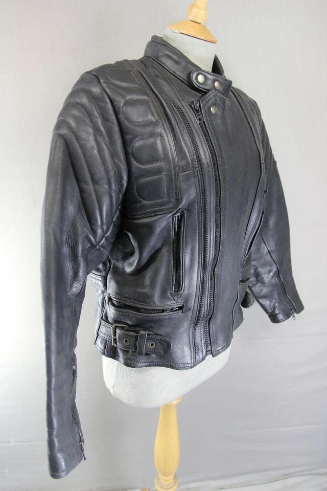 AKITO MERMERCURY PLUS КЛАССИЧЕСКАЯ ЧЕРНАЯ КОЖАНАЯ БАЙКЕРСКАЯ КУРТКА С ЗАЩИТОЙ СПИНЫ 36-38» - Изображение 2 из 4