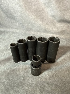 7 MAC TOOLS Impact Socket Lot 1/2  Drive 6 Point USA Made Mechanic Free Shipping