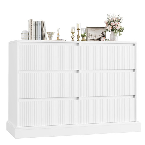 White Dresser for Bedroom, Modern 6 Drawer Dresser, Double Dresser Chest of D...