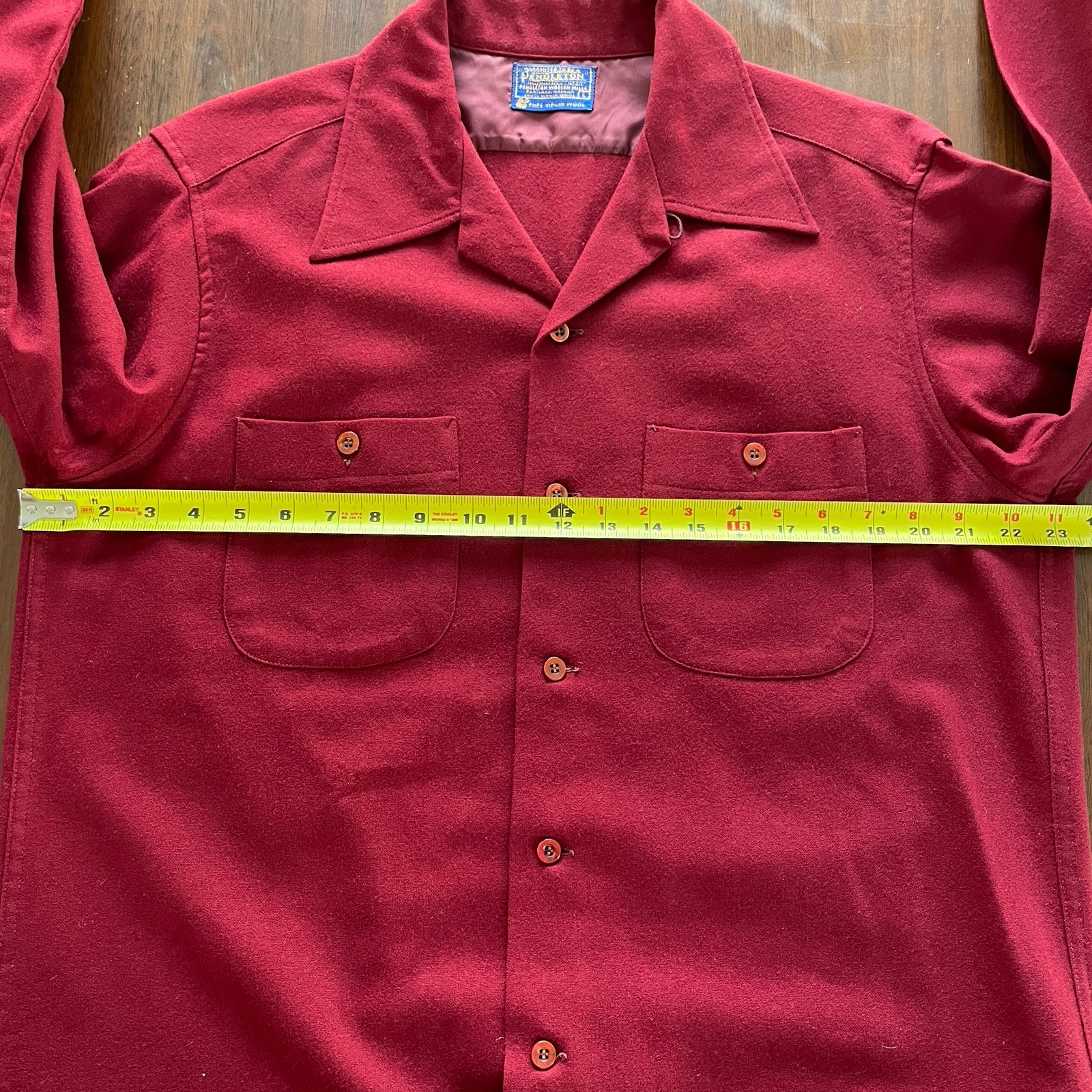 Vtg 70's Pendleton Loop Collar Red Pure Virgin Wo… - image 9