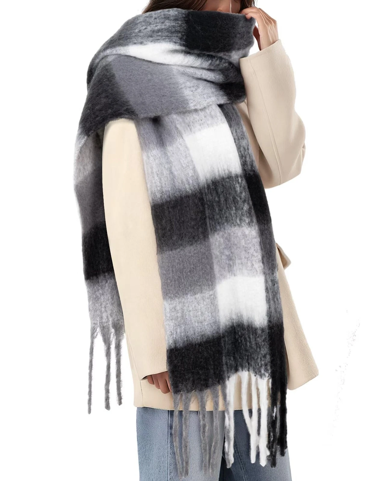 Colorful Winter Scarf Women Warm Chunky Blanket