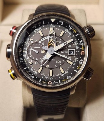 Citizen Promaster Altichron Uhr 48mm schwarzes Zifferblatt Höhenmesser...