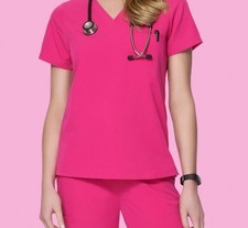 Mandala Scrubs Women  s One Pocket Top in Hot Pink small 