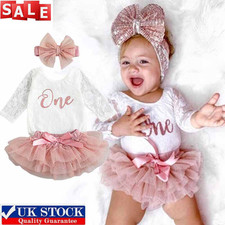 3Pcs Baby Girl Party Dress Long-sleeved Lettered Top Lace Dress Bow Headband Set