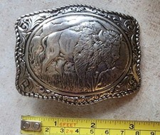 New Western Silver Bison Buffalo Belt Buckle Western