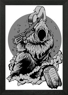 Reaper Guitar Framed Wall Art Poster Canvas Print Picture
