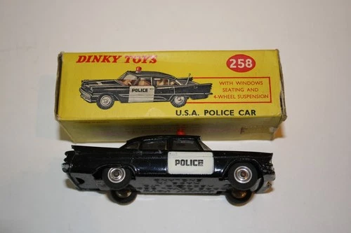 Vintage Diecast Dinky Toy 258 Police Car with Original Box