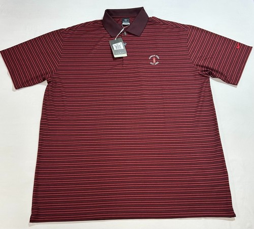 NIKE Golf NWT Mens XXL Red - Striped -Dri Fit Polo Shirt Harbour Town Golf Links - Picture 2 of 7