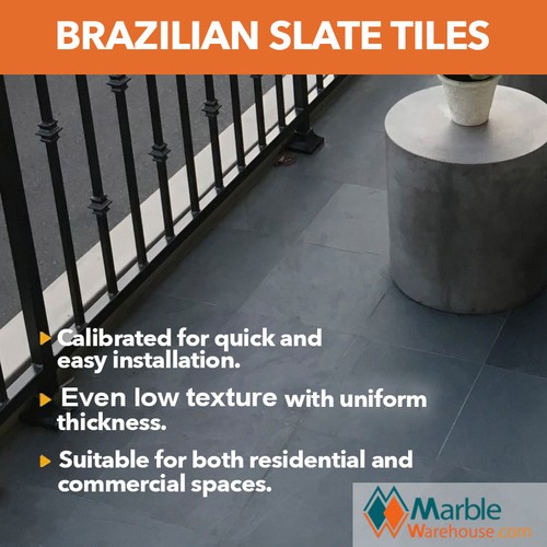 Brazilian Gray (Montauk Gray) Cleft Slate Tile + Free Shipping - Picture 6 of 33