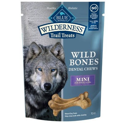 Blue Buffalo Wilderness Wild Bones Mini Dental Chews Dog Treats 10oz Grain-Free