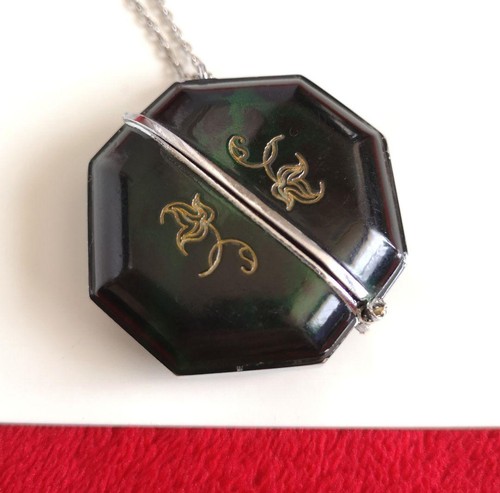 SEIKO Vintage Pendant Watch Hand-Winding Black Green Gold made in Japan Used - Picture 6 of 10